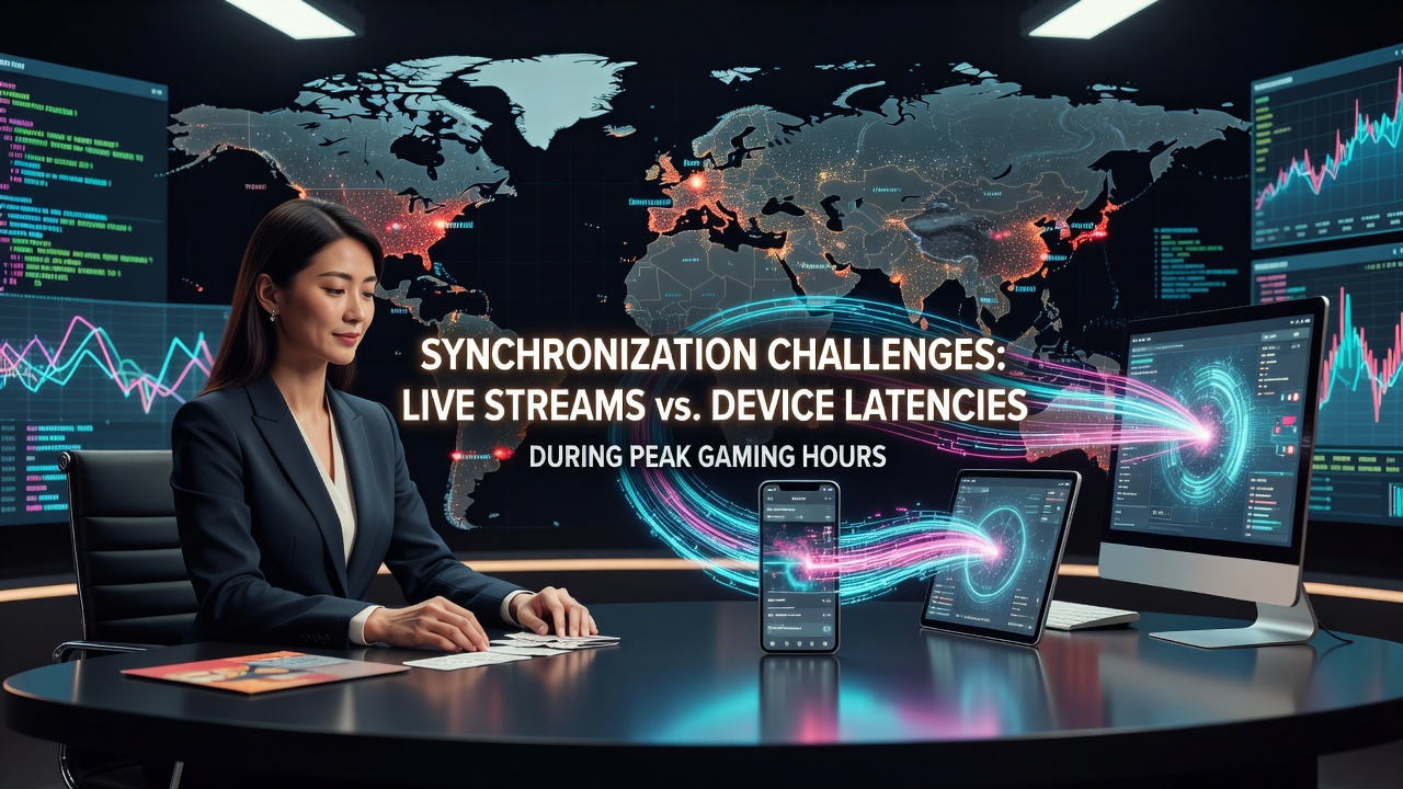 Live dealer casino stream displayed on multiple devices showing timing variations