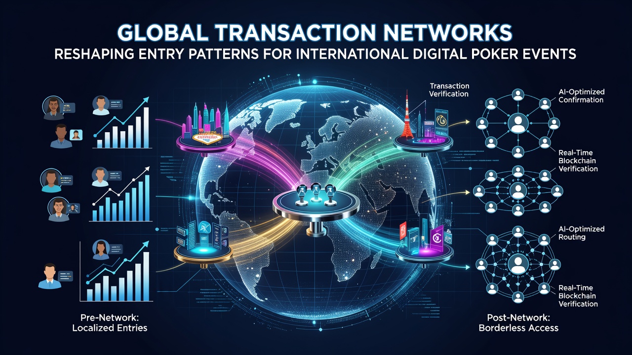 Global transaction networks facilitating digital poker entries across borders