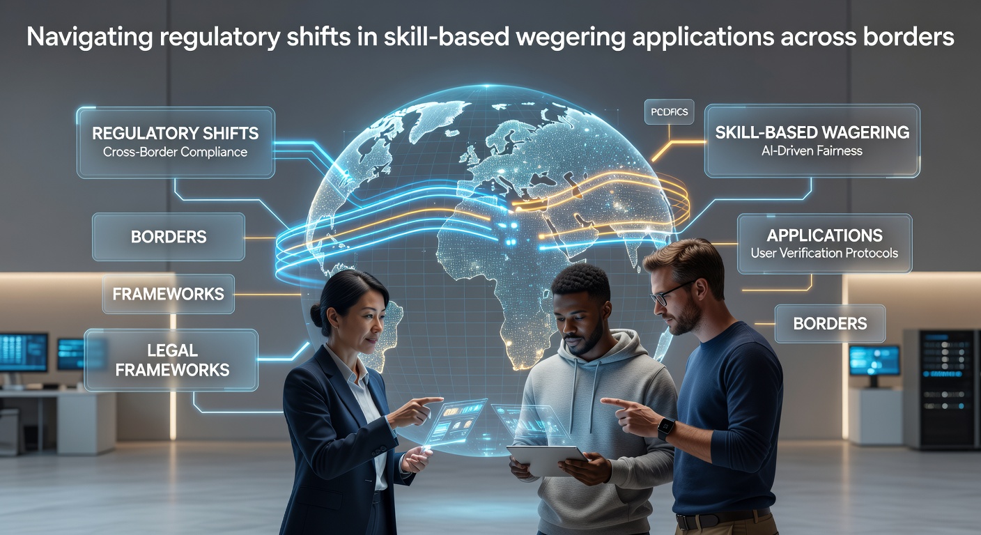 Regulatory experts reviewing cross-border wagering compliance documents on digital screens