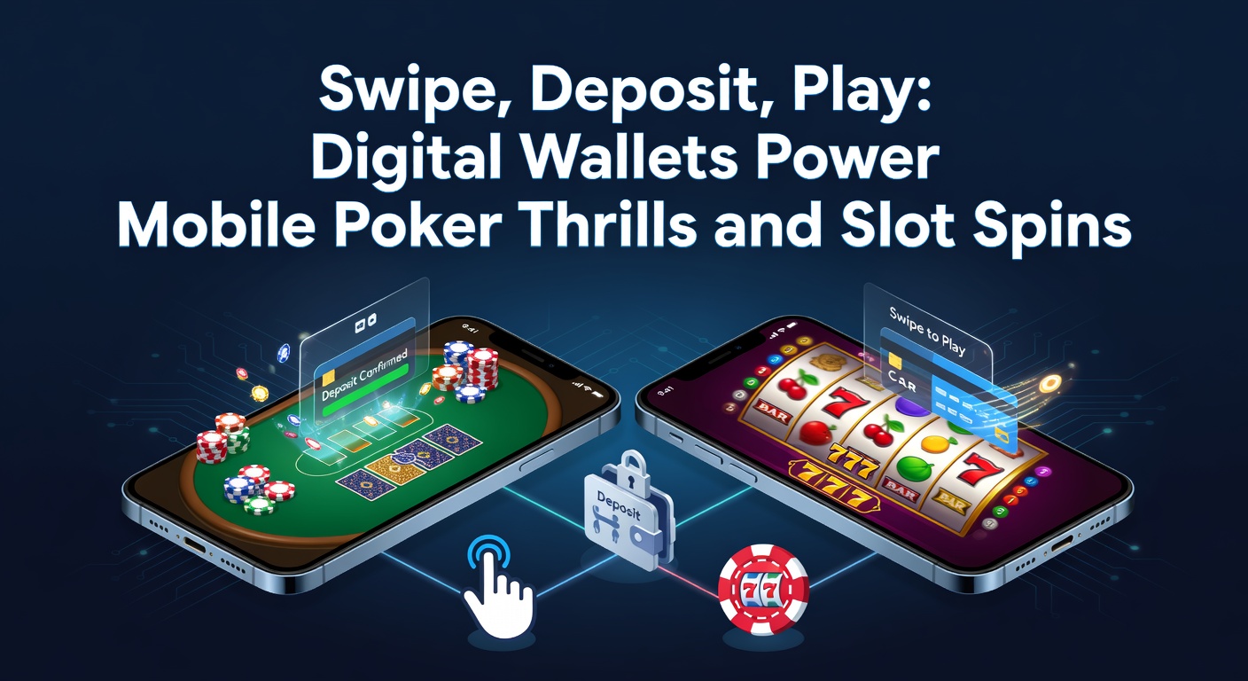 Smartphone screen showing a quick swipe deposit into a vibrant mobile poker app, with chips flying and cards flipping in the background
